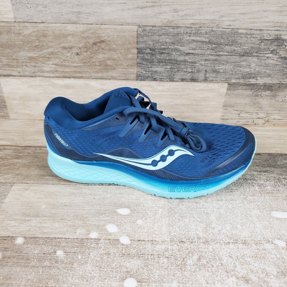 Saucony Ride ISO 2 Womens Shoes Sz 10.5 Running Blue Mesh Lace Up Sneaker